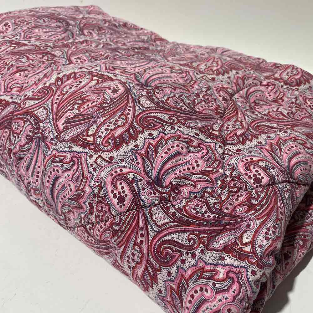 QUILT, 1970s King Single - Pink Burgundy Paisley